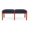 Lesro Lenox Wood 2 Seat Bench Wood Frame, Cherry, MD Ink Upholstery LW2001 - alternate 1